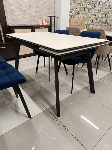 Керамический стол Норман 140(200)х80 серый мрамор larka grey / черный из шоурума 1